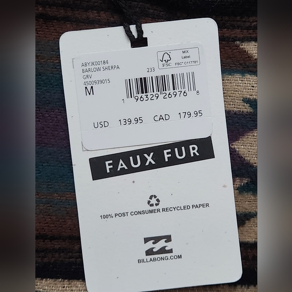 🔥 Billabong Barlow Sherpa Lined Jacket ABYJK00184 Men's Sz Medium NWT MSRP $140 - Picture 6 of 14